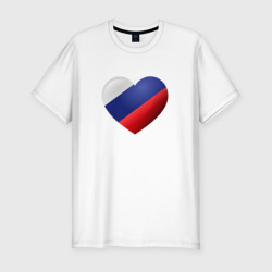 Мужская футболка хлопок Slim Флаг России в сердце