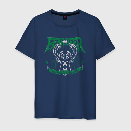 Мужская футболка из хлопка с принтом Fear the deer, вид спереди №1