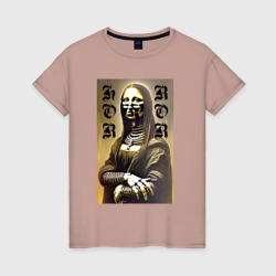 Mona Lisa - horror - gothic - neural network – Женская футболка хлопок с принтом купить со скидкой в -20%