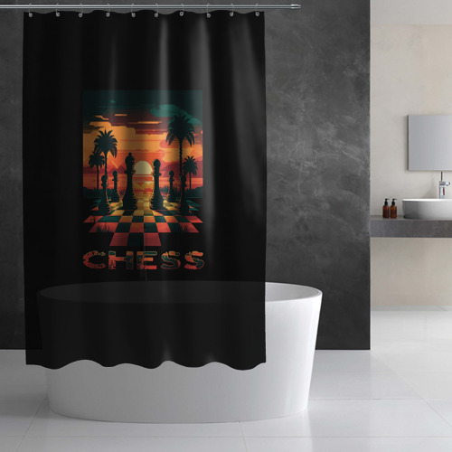 Штора 3D для ванной Chess - на закате - фото 3