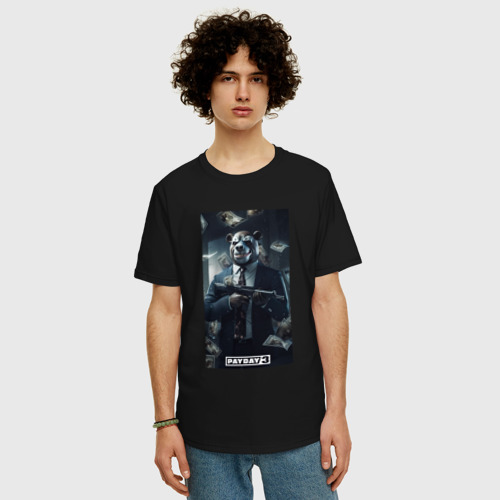 Мужская футболка хлопок Oversize с принтом Pay day  3 bear, фото на моделе #1