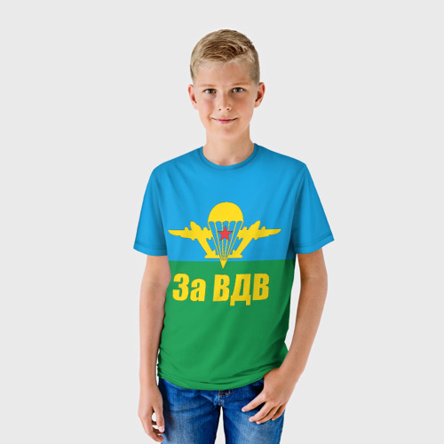Детская футболка 3D с принтом За ВДВ - десантник, фото на моделе #1