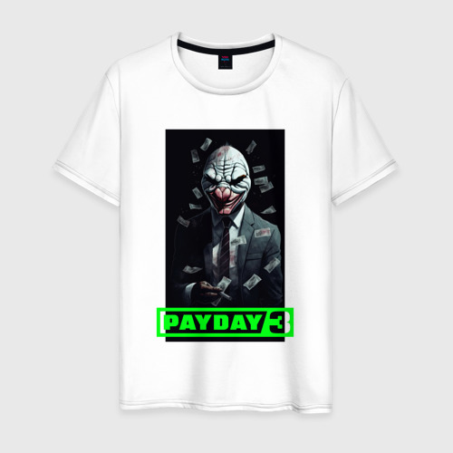 Мужская футболка из хлопка с принтом Payday 3 mask, вид спереди №1