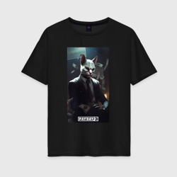 Женская футболка хлопок Oversize Payday 3 white cat