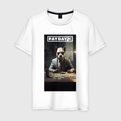 Мужская футболка из хлопка с принтом Payday 3 bulldog, вид спереди №1