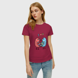 Женская футболка хлопок I love you надпись и влюбленные птички - фото 2