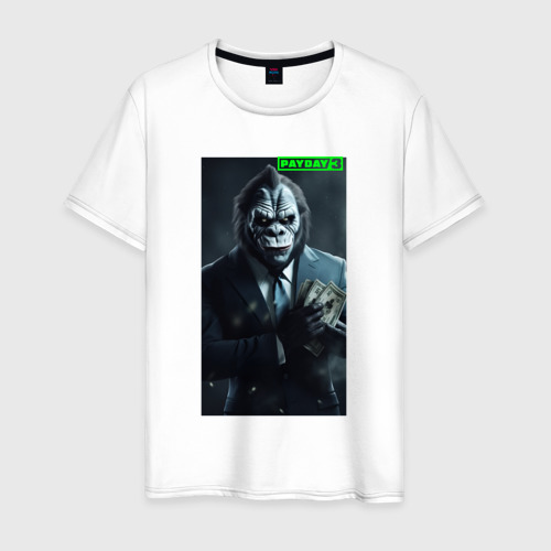 Мужская футболка из хлопка с принтом Gorilla Payday 3, вид спереди №1