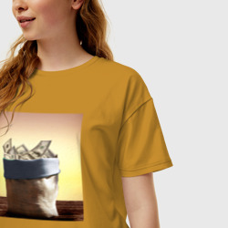 Женская футболка хлопок Oversize Мешок бабла - фото 2