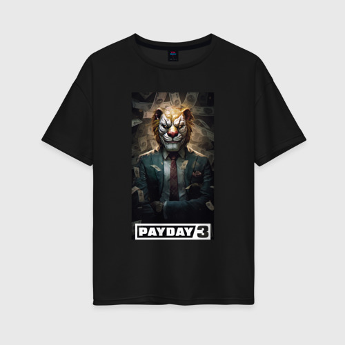 Женская футболка хлопок Oversize Lion Payday 3, цвет черный