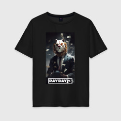 Женская футболка хлопок Oversize Payday 3 lion mask