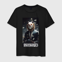 Payday 3 lion mask – Мужская футболка хлопок с принтом купить со скидкой в -20%