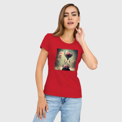 Женская футболка хлопок Slim Цветочные часы - нейросеть - фото 2