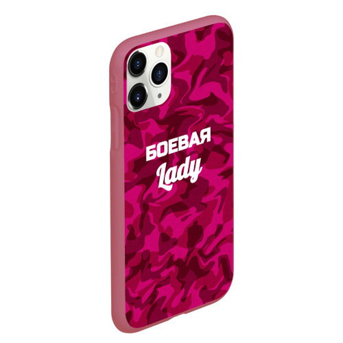 Чехол для iPhone 11 Pro Max матовый Боевая Lady, цвет малиновый - фото 3