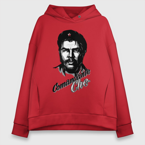 Женское худи Oversize хлопок Comandante Che Guevara, цвет красный