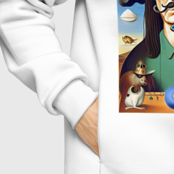 Худи с принтом Нейросеть рисует Сальвадора Дали - сюрреализм для мужчины, вид на модели спереди №6. Цвет основы: белый