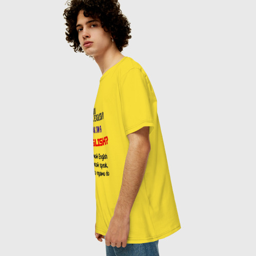 Мужская футболка хлопок Oversize с принтом Speak ли я English?, вид сбоку #3