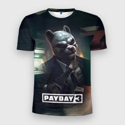 Мужская футболка 3D Slim Payday 2 dog mask