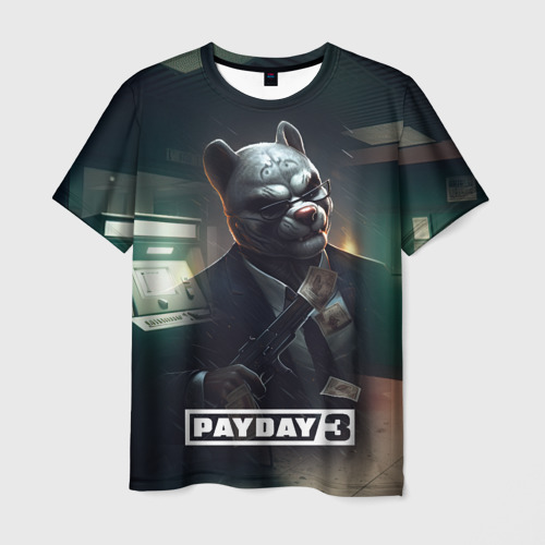 Мужская футболка с принтом Payday 2 dog mask, вид спереди №1