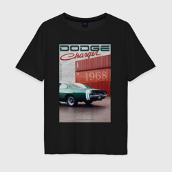 Мужская футболка хлопок Oversize Dodge Charger обложка журнала ретро