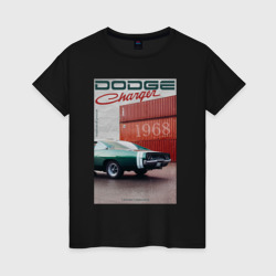 Женская футболка хлопок Dodge Charger обложка журнала ретро