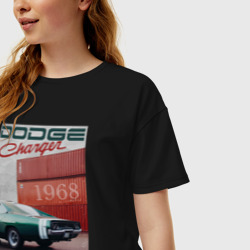 Женская футболка хлопок Oversize Dodge Charger обложка журнала ретро - фото 2