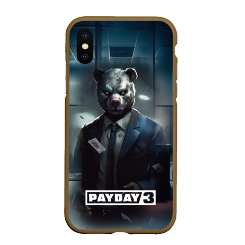 Чехол для iPhone XS Max матовый с принтом Payday 3 bear, вид спереди #2