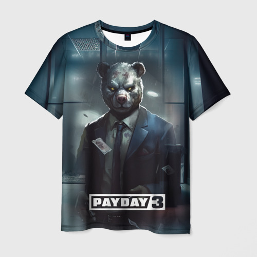 Мужская футболка с принтом Payday 3 bear, вид спереди №1