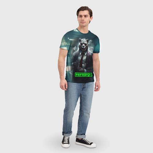 Мужская футболка 3D с принтом Payday 3 crazy bear, вид сбоку #3