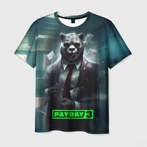 Мужская футболка с принтом Payday 3 crazy bear, вид спереди №1