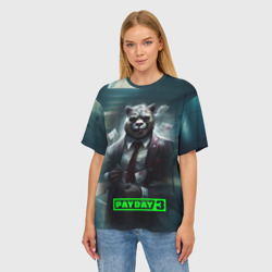 Женская футболка oversize 3D Payday 3 crazy bear - фото 2