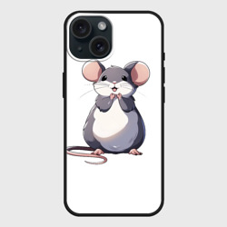 Чехол силиконовый для Apple iPhone 15 матовый Серый мыш