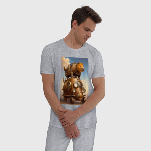 Мужская пижама хлопок Капимобиль - стимпанк - нейросеть, цвет меланж - фото 3