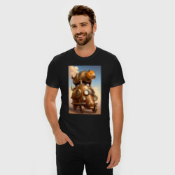 Мужская футболка хлопок Slim Капимобиль - стимпанк - нейросеть - фото 2