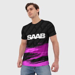 Мужская футболка 3D Saab pro racing: символ сверху - фото 2