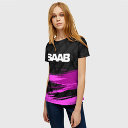 Женская футболка 3D Saab pro racing: символ сверху - фото 2