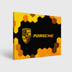 Холст прямоугольный Porsche - gold gradient: надпись и символ