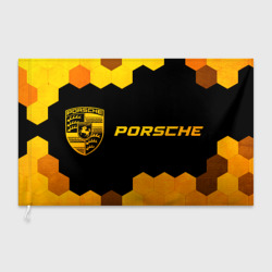 Флаг 3D Porsche - gold gradient: надпись и символ