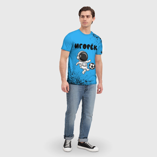 Мужская футболка 3D Игорёк космонавт футболист, цвет 3D печать - фото 5