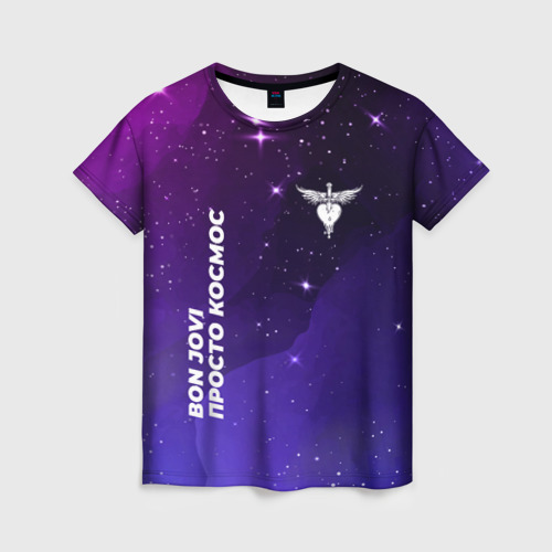 Женская футболка 3D с принтом Bon Jovi просто космос, вид спереди #2