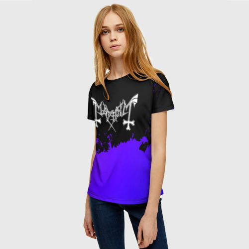 Женская футболка 3D Mayhem purple grunge, цвет 3D печать - фото 3