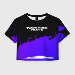 Женская футболка Crop-top 3D Twenty One Pilots purple grunge