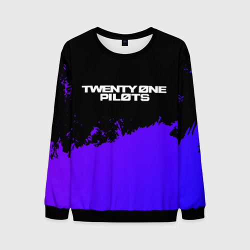 Мужской свитшот 3D Twenty One Pilots purple grunge, цвет черный