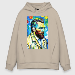 Мужское худи Oversize хлопок Vincent van Gogh - self-portrait - expressionism