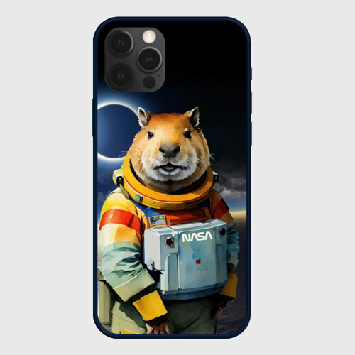 Чехол для iPhone 12 Pro с принтом Capy astronaut - NASA - neural network, вид спереди #2