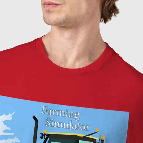 Мужская футболка хлопок Трактор желтый, цвет красный - фото 6
