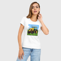 Женская футболка хлопок Slim Трактор желтый - фото 2