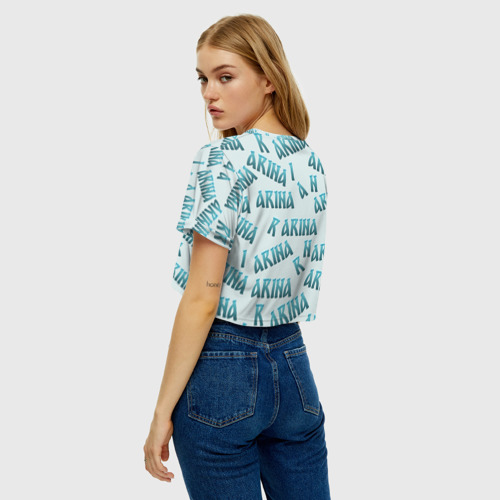 Женская футболка Crop-top 3D Арина - текст паттерн, цвет 3D печать - фото 5