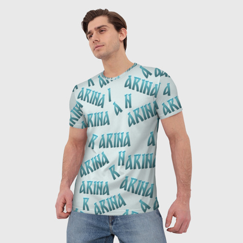 Мужская футболка 3D Арина - текст паттерн, цвет 3D печать - фото 3