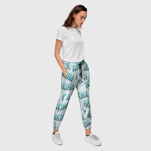 Женские брюки 3D Арина - текст паттерн, цвет 3D печать - фото 5