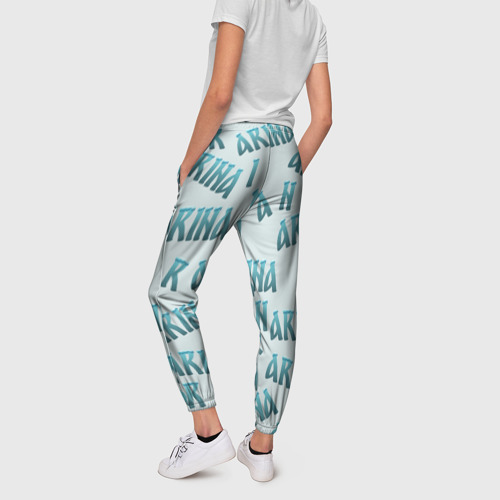 Женские брюки 3D Арина - текст паттерн, цвет 3D печать - фото 4